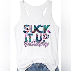 Women's Casual Cotton Blend Sleeveless Tank Top  - Suck it up Buttercup